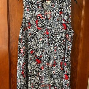 Spense Paisley Tank Top - Red, blue, and white